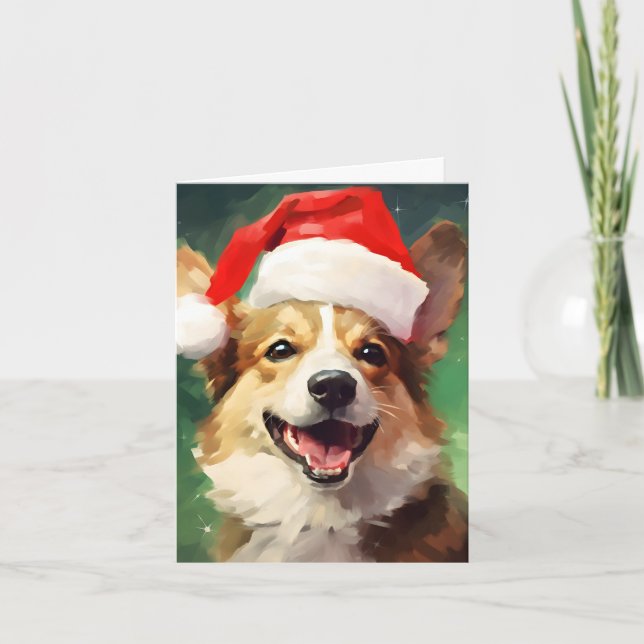 Corgi Weihnachtsmalerei Karte (Vorderseite)
