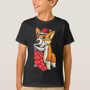 Corgi Weihnachtsmannmütze Christmas Pajama Niedlic T-Shirt