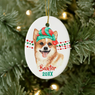 Corgi Weihnachtsmannmütze Holiday String Beads Keramik Ornament