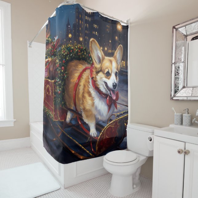 Corgi Weihnachtssaison Duschvorhang (Beispiel)