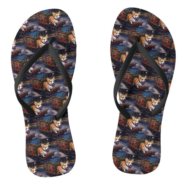 Corgi Weihnachtssaison Flip Flops (Fußbett)