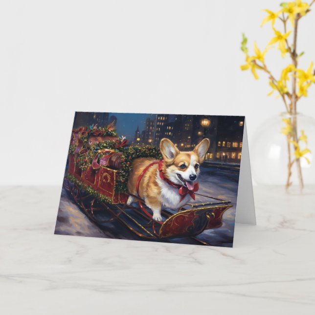 Corgi Weihnachtssaison Karte (Gelbe Blume)