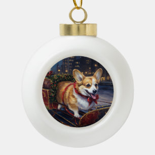 Corgi Weihnachtssaison Keramik Kugel-Ornament