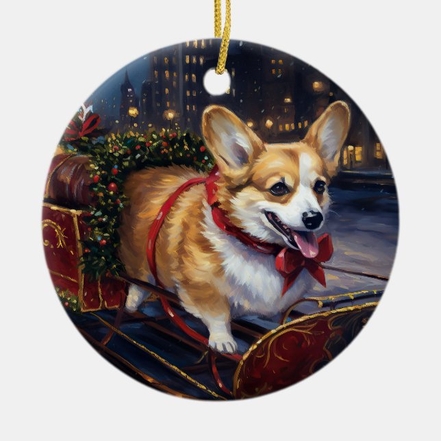 Corgi Weihnachtssaison Keramik Ornament (Vorne)