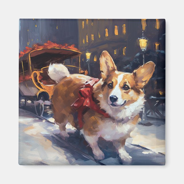 Corgi Weihnachtssaison Magnet (Vorne)