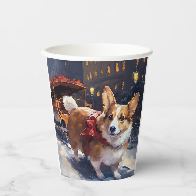 Corgi Weihnachtssaison Pappbecher (Vorderseite)