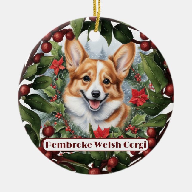 Corgi Weihnachtsschmuck, personalisieren Sie Ihre  Keramik Ornament (Vorne)