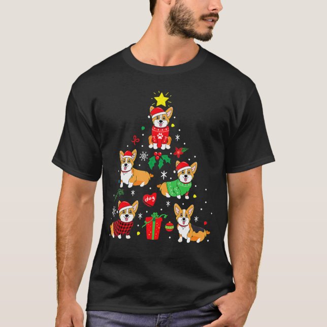 Corgi Weihnachtsschmuck Tree Deco Hund T-Shirt (Vorderseite)