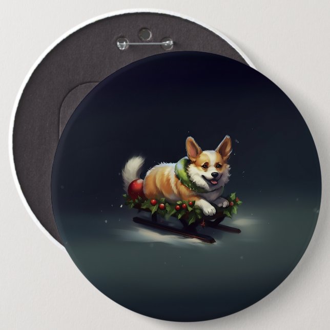 Corgi Weihnachtsschnee Winter Button (Vorne & Hinten)