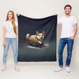 Corgi Weihnachtsschnee Winter Fleecedecke