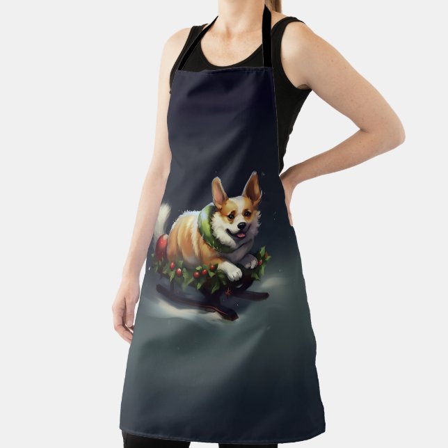 Corgi Weihnachtsschnee Winter Schürze (InSitu)