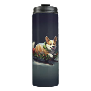 Corgi Weihnachtsschnee Winter Thermosbecher