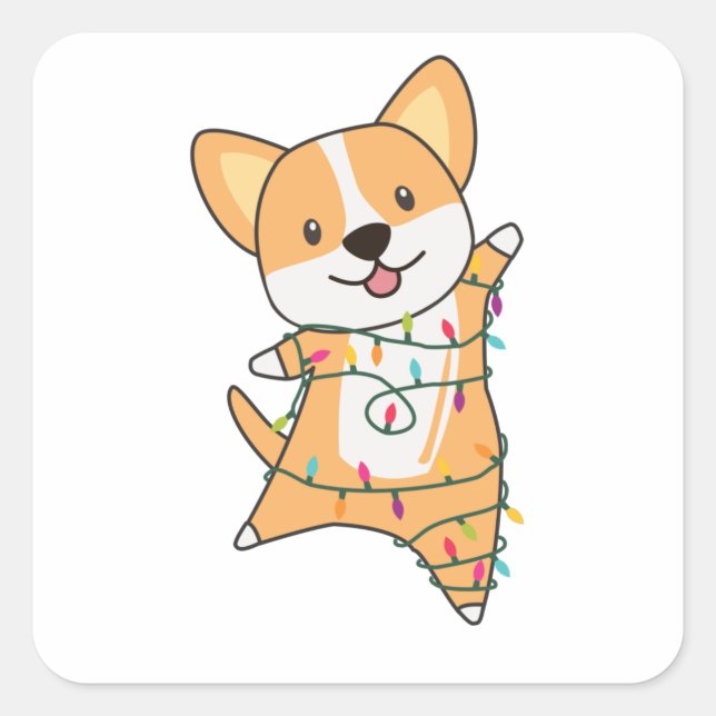 Corgi Weihnachtsschnee Wintertiere Corgis Quadratischer Aufkleber (Vorderseite)