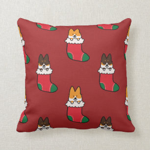 Corgi-WeihnachtsStrumpf-Muster-Kissen Kissen
