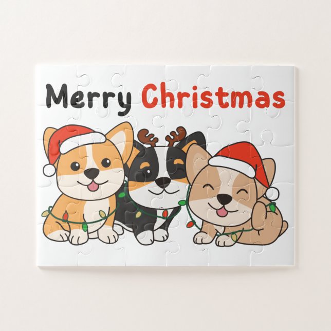 Corgi Weihnachtstiere Niedliche Hunde Frohe Weihna (Horizontal)