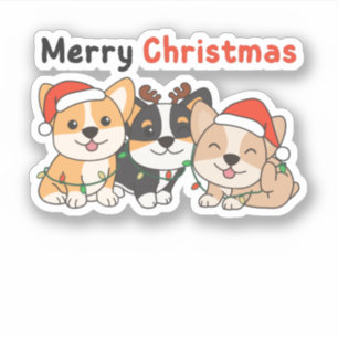 Corgi Weihnachtstiere Niedliche Hunde Frohe Weihna Aufkleber
