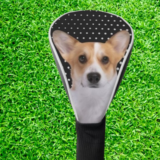 Corgi weiße Punkte Golf Headcover (Surprise a corgi lover with a custom white corgi dog golf putter cover)