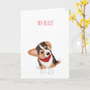Corgi Welpe denken Sie an personalisierte Karte