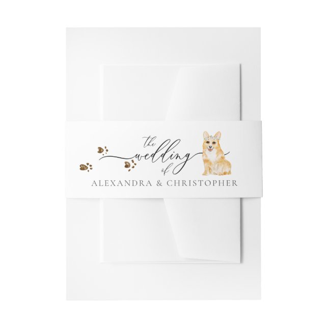Corgi Welpe Dog Owner Wedding Calligraphy Einladungsbanderole (Vorderseite Beispiel)