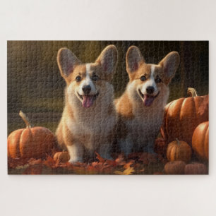 Corgi Welpe Herbstfreude Kürbis 