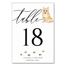 Corgi Welpe Wedding Calligraphy Signature Tischnummer