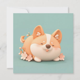 Corgi-Welpen-Kunst mit süßer dicker 3D-Tonpostkart