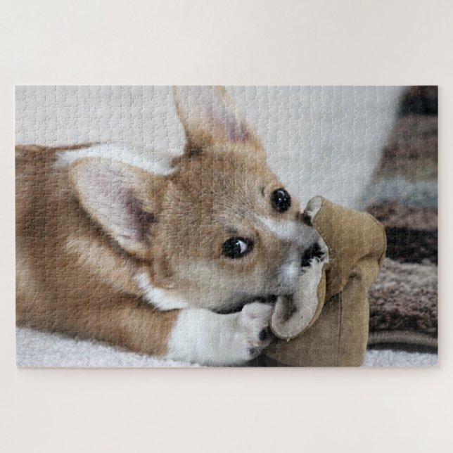 Corgi-Welpen-Spaß-Puzzlespiel (Horizontal)