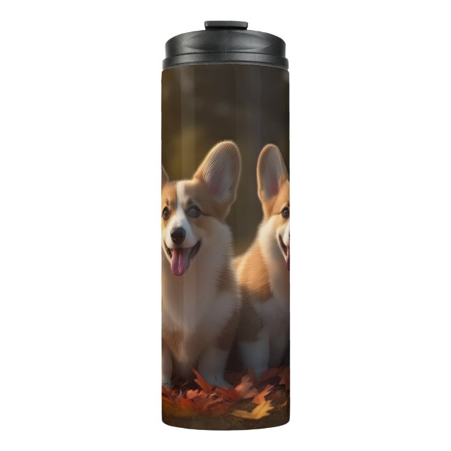 Corgi Welppy Autumn Delight Pumpkin Thermosbecher (Vorderseite)
