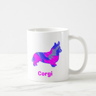 Corgi Welsh Dog Hot Pink & Blue Abstrakt White Kaffeetasse