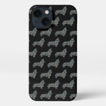 Corgi Welsh Dog Niedliche Silhouette Grid Black