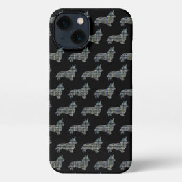 Corgi Welsh Dog Niedliche Silhouette Grid Black iPhone Hülle