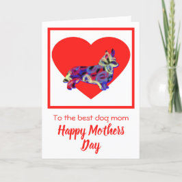 Corgi Welsh Dog Red Heart Mother Day Card Dankeskarte