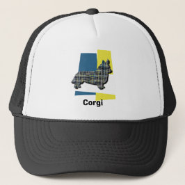 Corgi Welsh Niedlich Hund Silhouette Tricolor Grid Truckerkappe