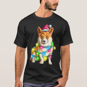 Corgi Welsh Weihnachtsbaumleuchten für Hunde T-Shirt