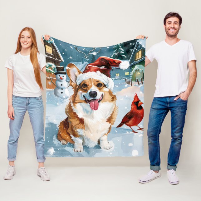Corgi Winter Wonderland Christmas Joy Fleecedecke (Beispiel)