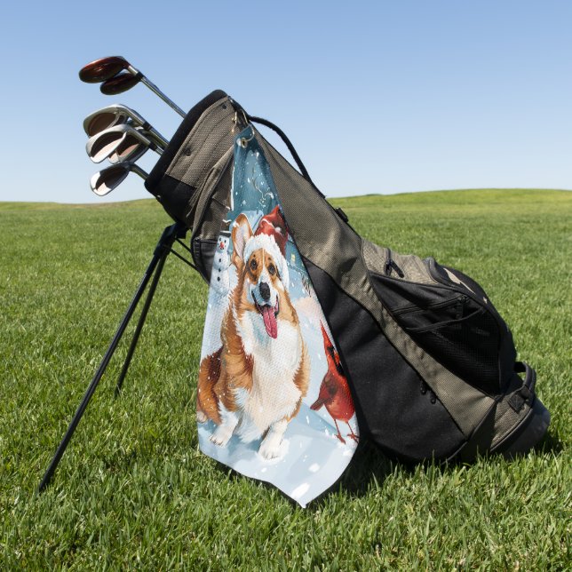 Corgi Winter Wonderland Christmas Joy Golfhandtuch (Gras)