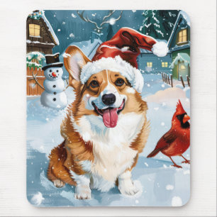 Corgi Winter Wonderland Christmas Joy Mousepad