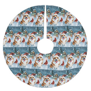 Corgi Winter Wonderland Christmas Joy Polyester Weihnachtsbaumdecke