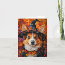 Corgi Witch Halloween Feiertagskarte