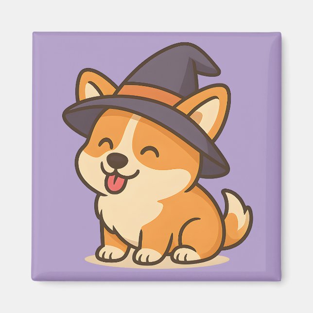 Corgi Witch Mags | Niedliche Zauberküche Magnet (Vorne)
