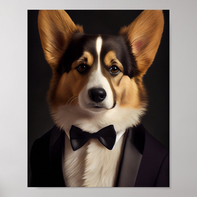 Corgi with a bow tie poster (Vorne)