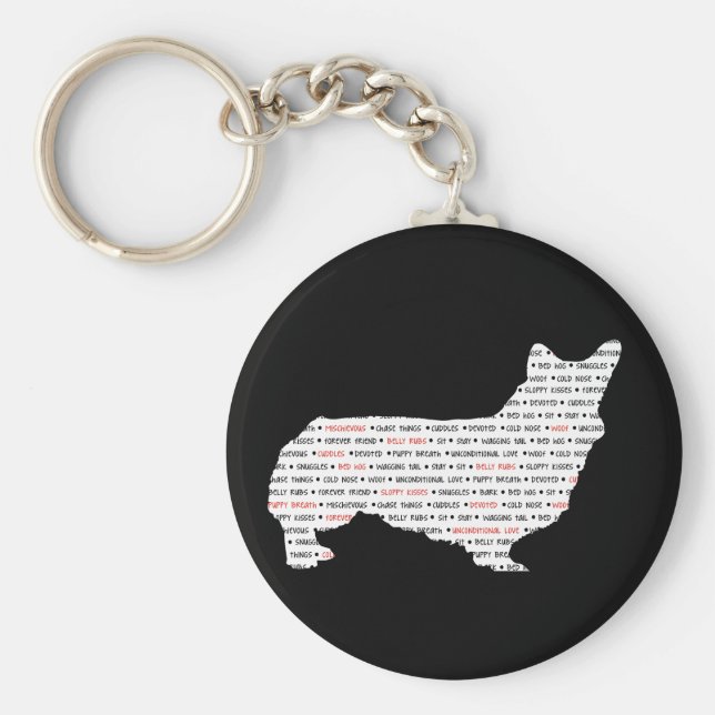 Corgi Word Art Schlüsselanhänger (Vorne)