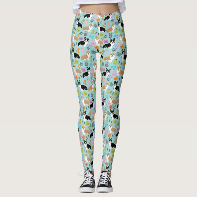 Corgi Workout Fitness Leggings (Vorderseite)