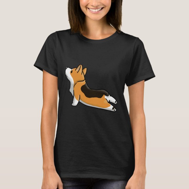 Corgi Yoga Pose T-Shirt (Vorderseite)