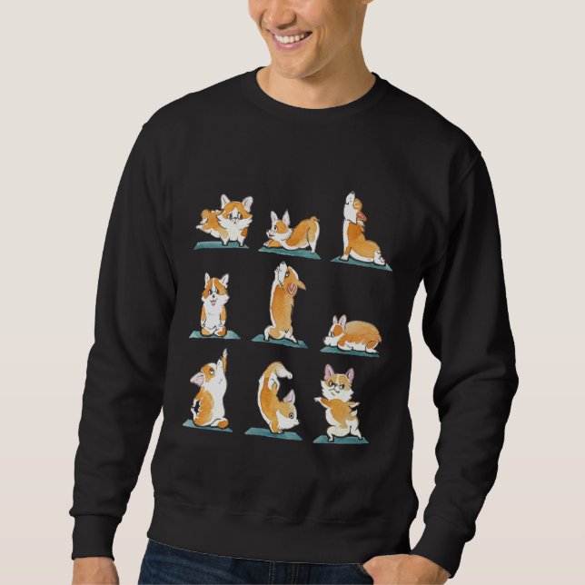 Corgi Yoga Watercolor Sweatshirt (Vorderseite)