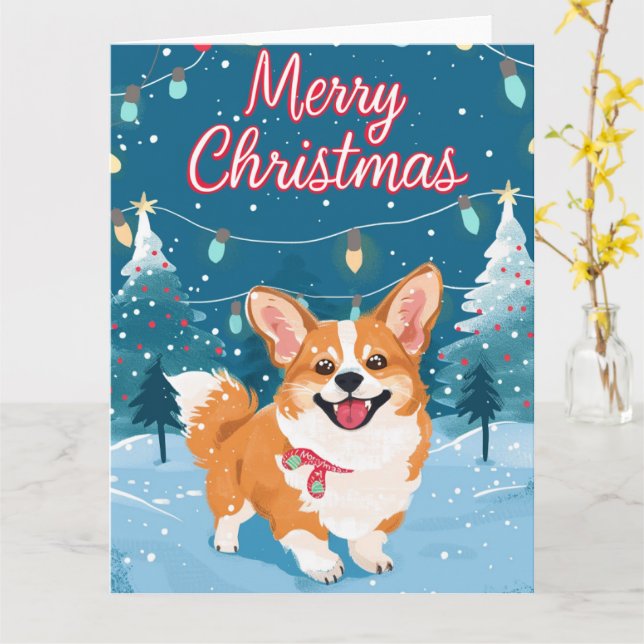 Corgi zu SchneehochWeihnachten Karte (Gelbe Blume)
