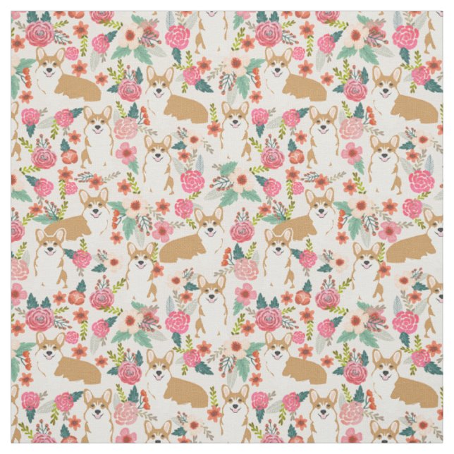Corgiblumengewebe - Creme Stoff (Muster)