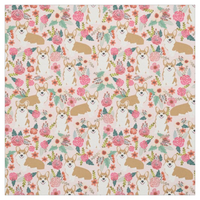 Corgiblumengewebe - Rosa Stoff (Muster)