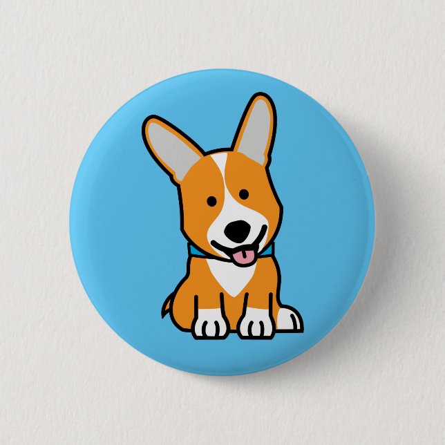 CorgiCorgis verfolgen Welpenhündchen glücklichen Button (Vorderseite)