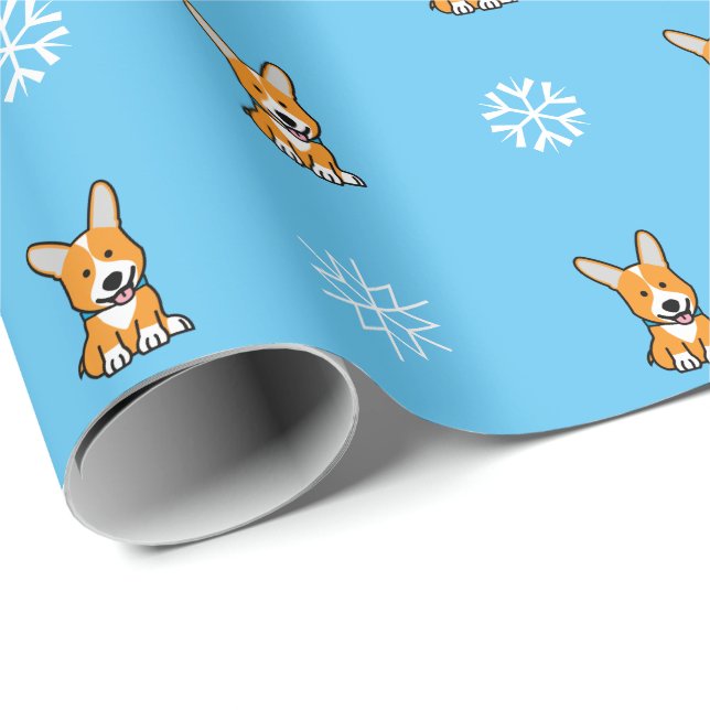 CorgiCorgis verfolgen Welpenhündchen glücklichen Geschenkpapier (Rolleneckpunkt)
